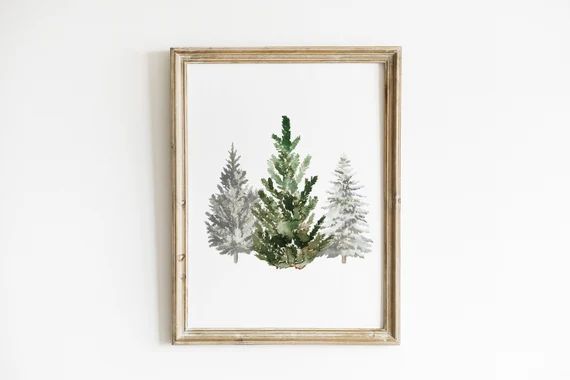 Christmas Tree Print - Evergreen Trees - Watercolour Christmas Tree Painting - Christmas Prints -... | Etsy (CAD)