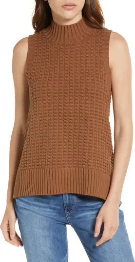 Mozart Popcorn Stitch Sleeveless Cotton Sweater | Nordstrom