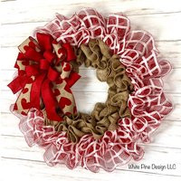 Valentine's Day Wreath, Valentine Burlap Heart Deco Mesh Double Door Housewarming Gift, Front Decor  | Etsy (US)