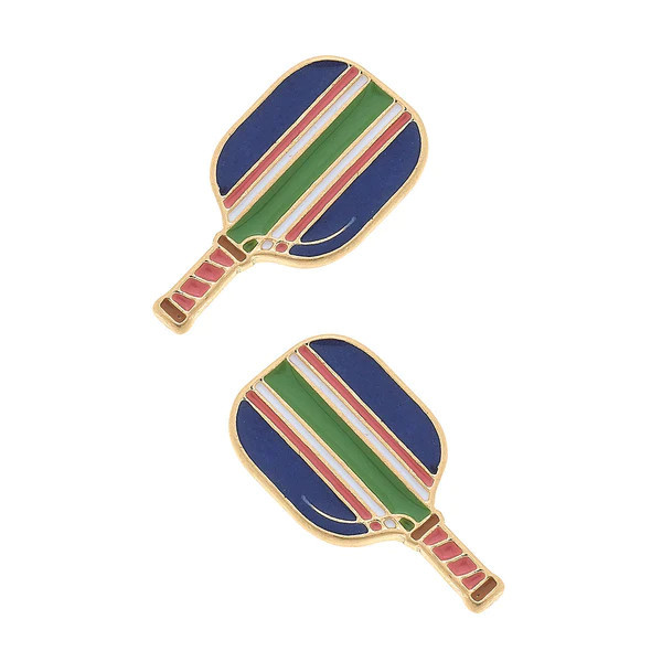 Ellie Pickleball Paddle Stud Earrings in Blue | CANVAS