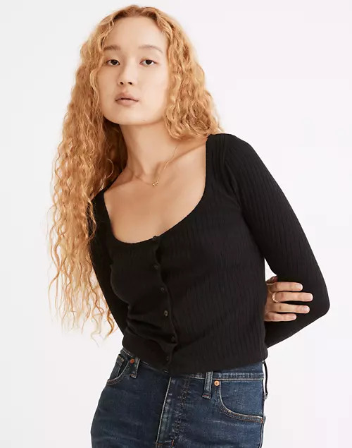 Ribbed Cardigan Crop Tee | Madewell