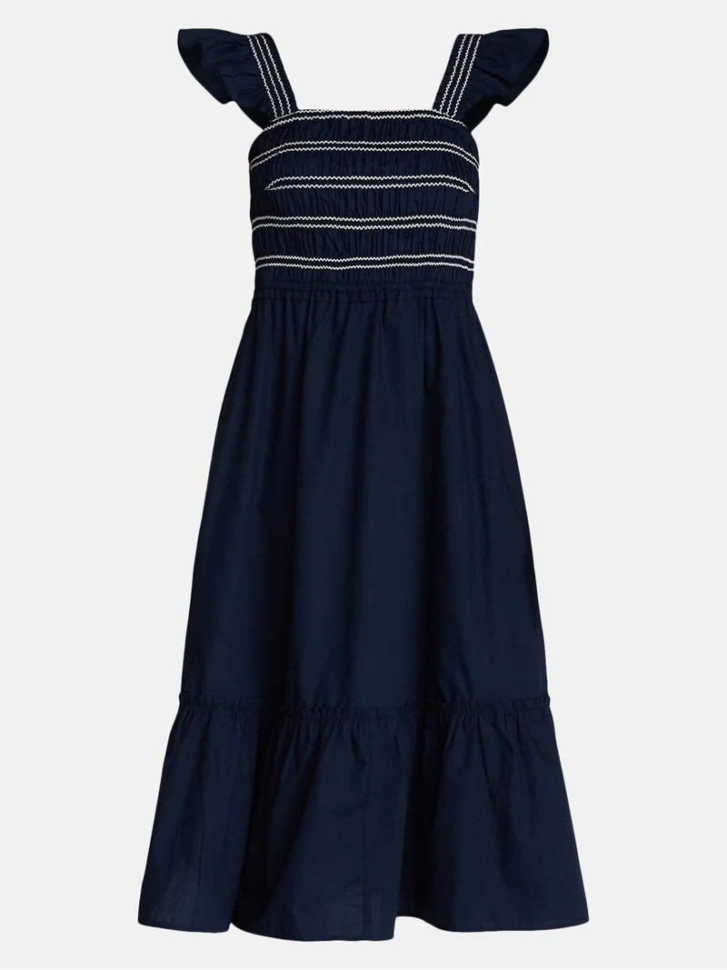 Time and Tru Women's and Women's Plus Sleeveless Smocked Cotton Midi Dress, Sizes XS-4X | Walmart (US)