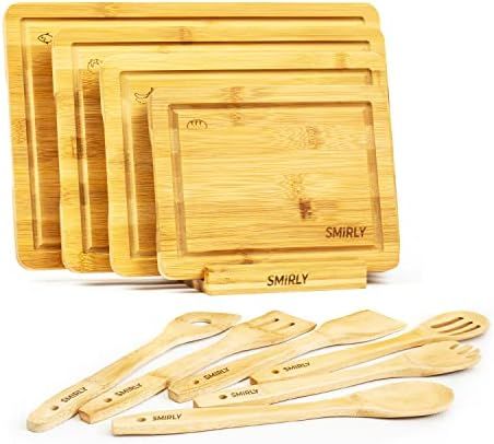 SMIRLY Wood Cutting Boards for Kitchen - Bamboo Cutting Board Set, Chopping Board Set - Wood Cutt... | Amazon (US)