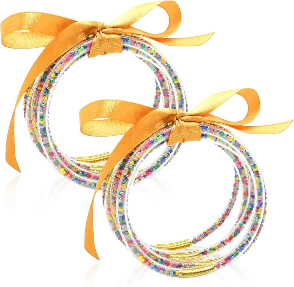Glitter Jelly Bracelets, Soft Silicone Glitter Filled Jelly Bangles Bracelets Women- Sparkling Fa... | Amazon (US)