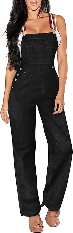 Hybrid & Company Womens Super Comfy Stretch Denim jumpsuit Pants Overalls | Amazon (US)