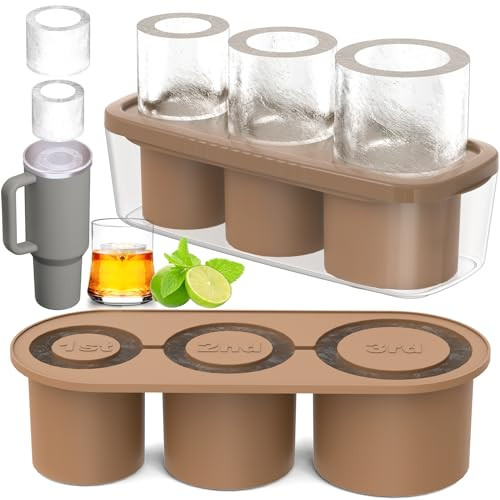 Ice Cube Tray for Tumbler Cup 30Oz-40Oz, 3 Pcs Silicone Cylinder Ice Mold with Lid and Bin for Freezer, Easy Fill and Release Ice Maker for Whiskey, Cocktail BPA-Free | Amazon (US)
