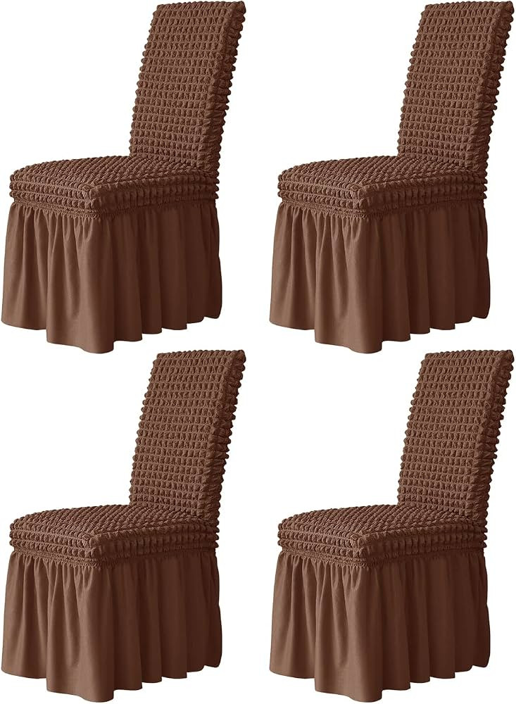 Dining Chair Covers with Skirt, Chair Covers for Dining Room Set of 4, Durable Washable High Elas... | Amazon (US)