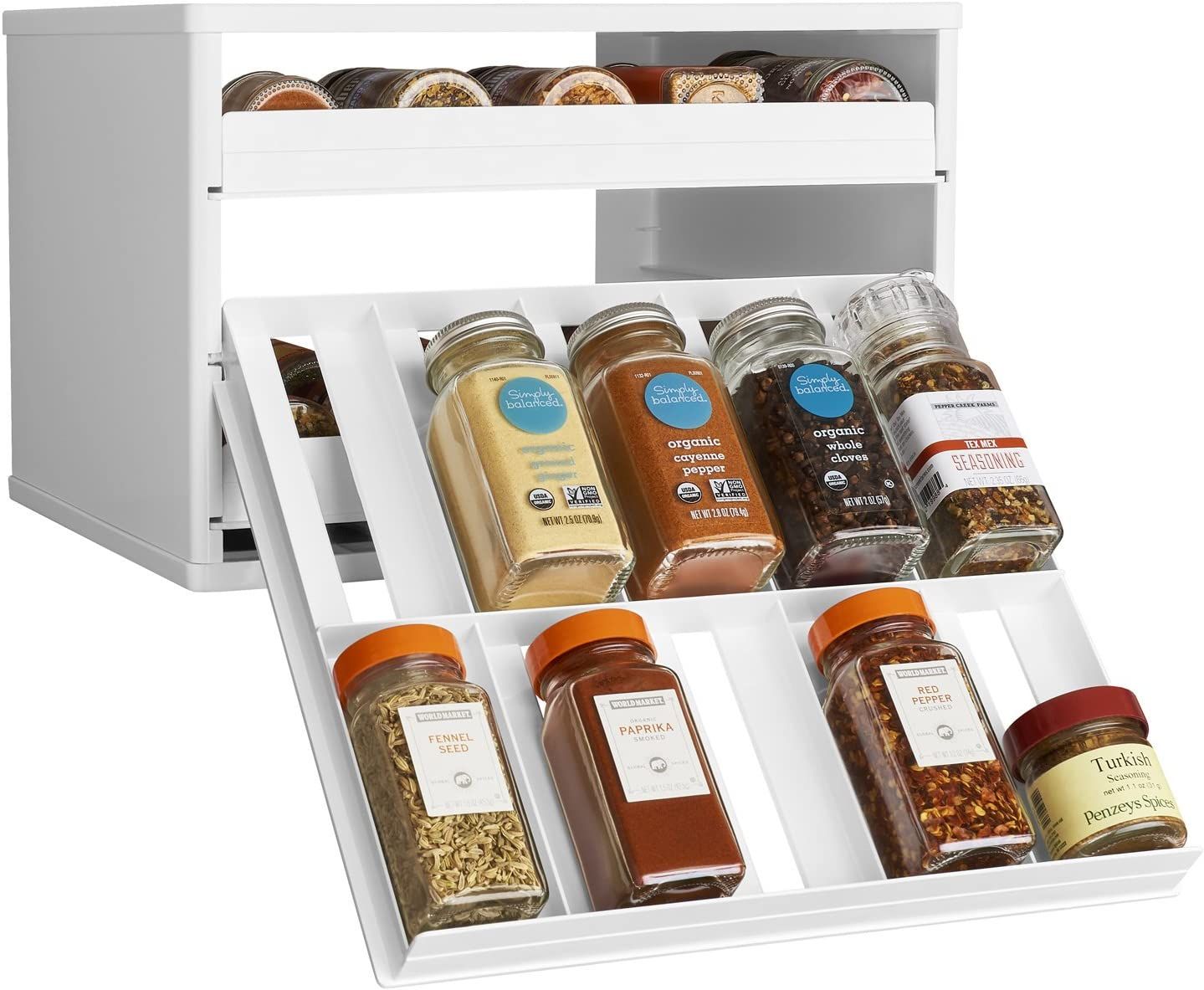 YouCopia Chef's Edition SpiceStack 30-Bottle Spice Organizer with Universal Drawers, White | Amazon (US)