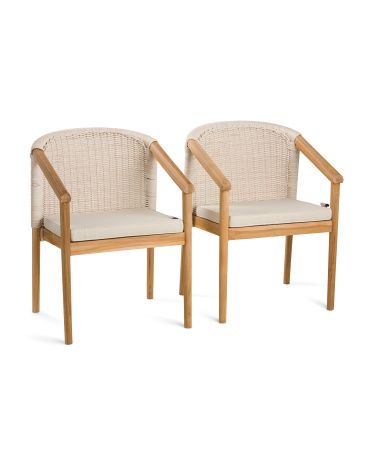 Set Of 2 Indoor Outdoor Teak Dining Chairs | TJ Maxx