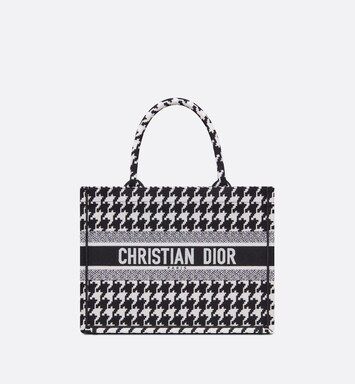 Small Dior Book Tote Black Houndstooth Embroidery | DIOR | Dior Beauty (US)