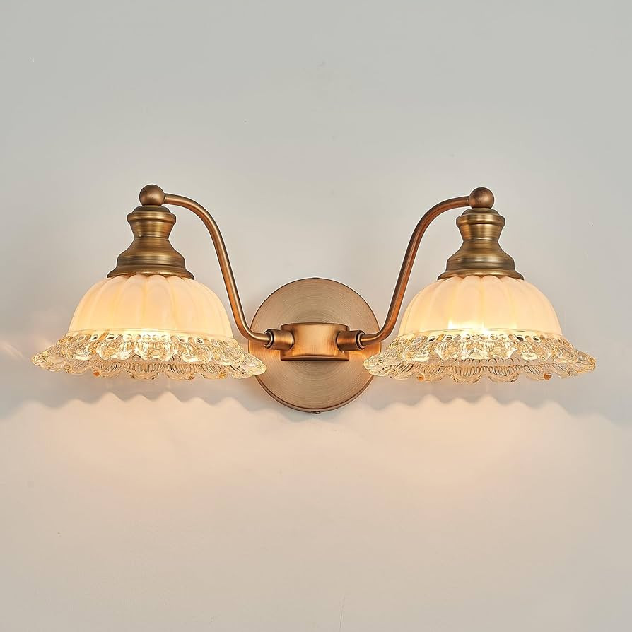 Vintage Vanity Light Brushed Brass 2 Light Vanity Lights for Bathroom Vanity Light Fixtures | Amazon (US)