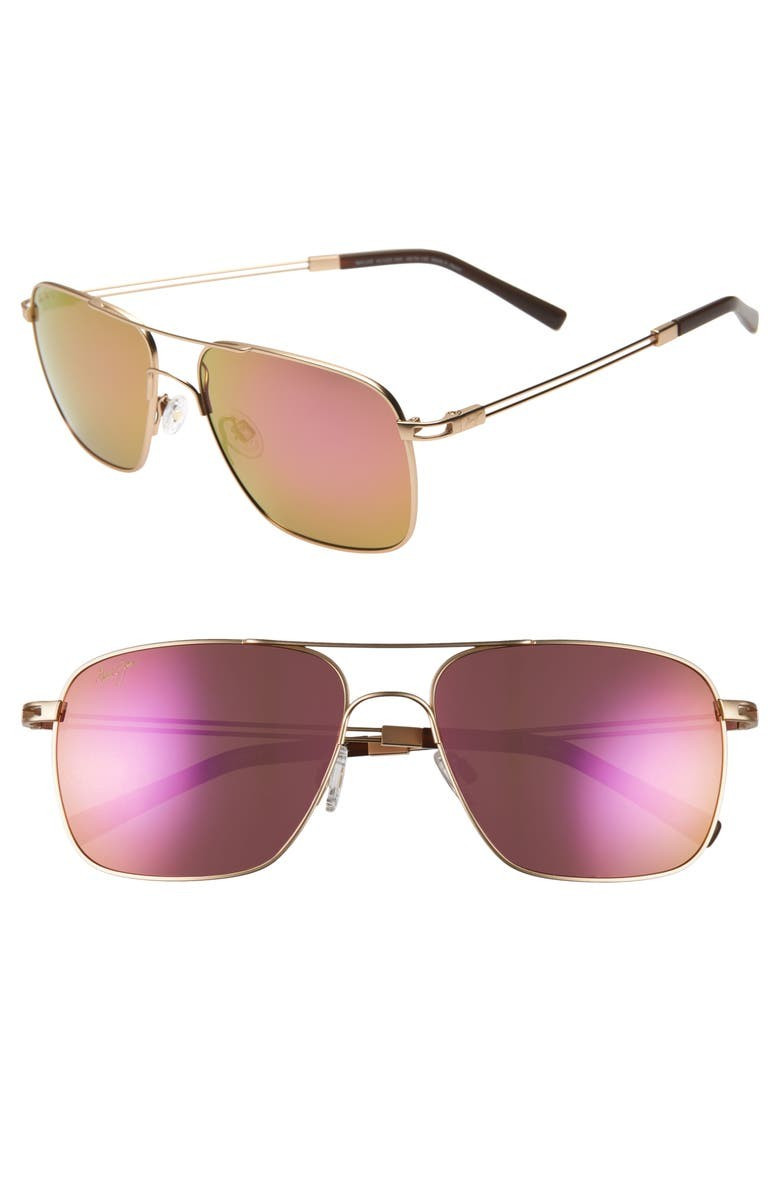 Haleiwa 56mm PolarizedPlus2® Mirrored Navigator Sunglasses | Nordstrom
