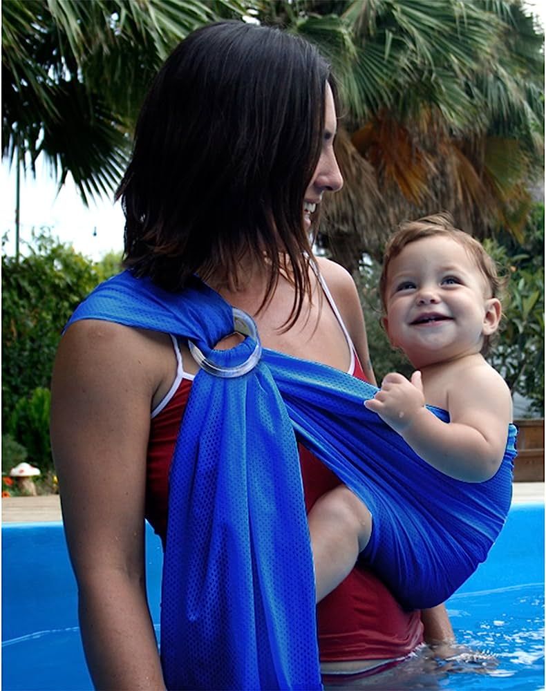 Water Sling Baby Wrap Carrier for Summer Pool - Adjustable Shoulder Ring Mesh Breathable Chest Sl... | Amazon (US)