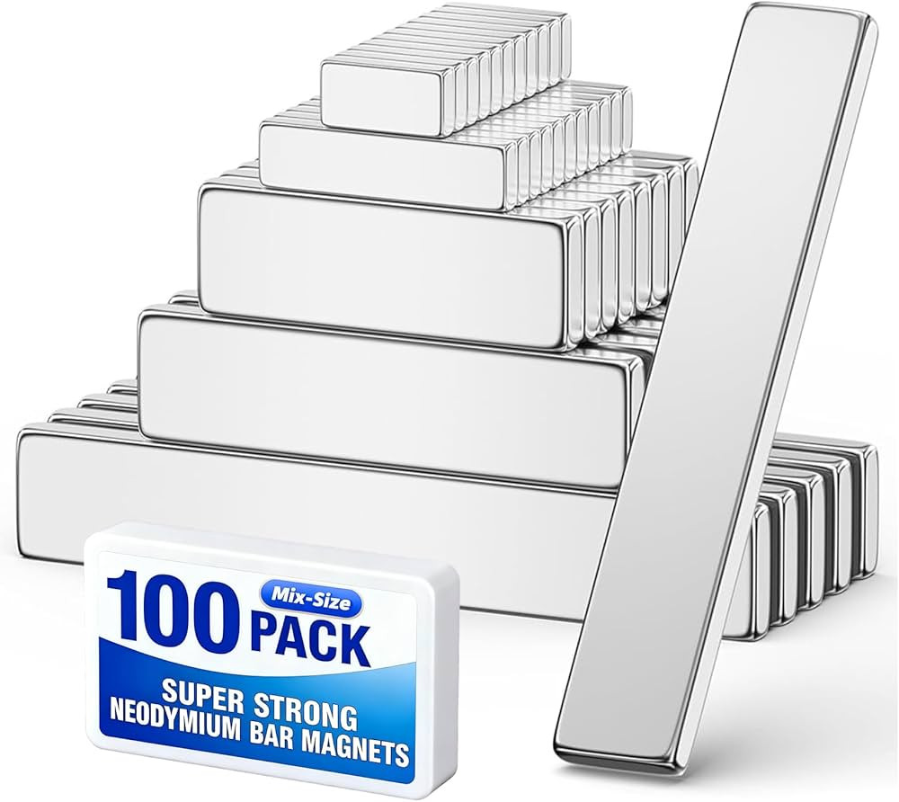 200 Pack Bar Magnet, Mix-Size Rectangle Magnets, Thin Magnets, Double Sided Magnet with Adhesive ... | Amazon (US)
