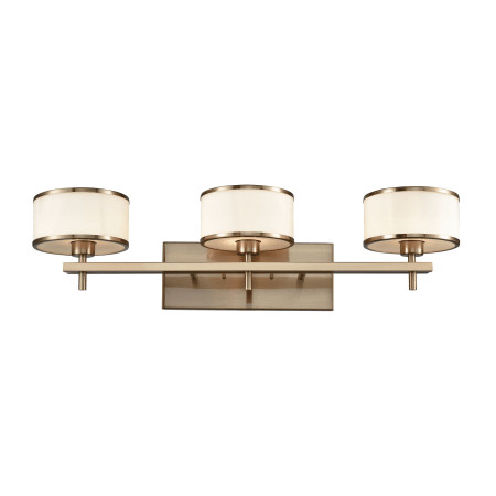 Elk Lighting 11617/3 Satin Brass Utica 3 Light 29" Wide Bathroom Vanity Light with Opal White Fab... | Build.com, Inc.