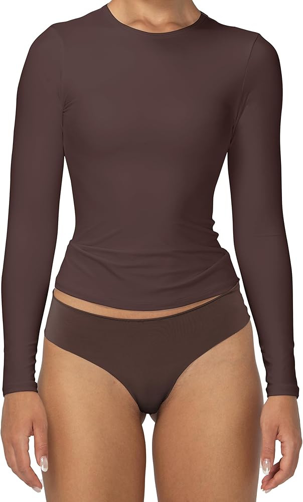 Sunzel Long Sleeve T Shirts for Women with Crew Neck, Double Lined Tops Slim Fit Basic Tee, Casua... | Amazon (US)