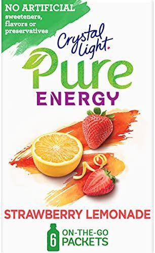 Crystal Light Pure Strawberry Lemonade Energy Drink Mix with Caffeine and B Vitamins (48 On-the-G... | Amazon (US)