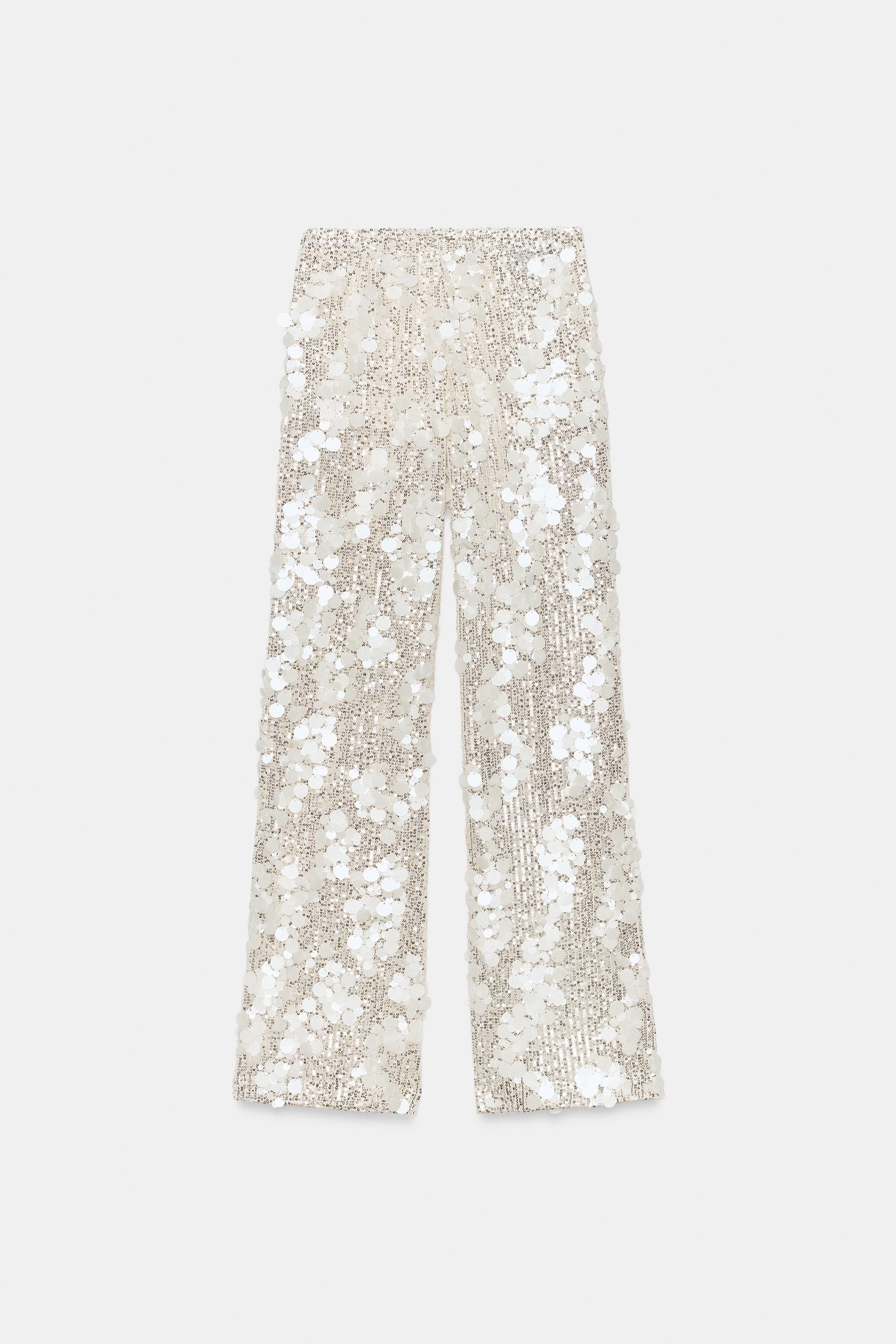 SEQUIN FLOWY PANTS | Zara US
