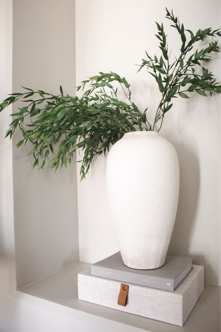 textured vase, linen decorative box, faux greenery stems, entry decor 

#LTKunder50 #LTKhome