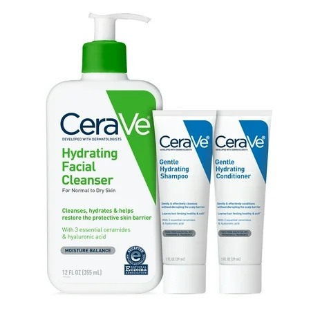 CeraVe Hydrating Facial Cleanser Bundle with CeraVe Hair Samples 14 fl oz | Walmart (US)
