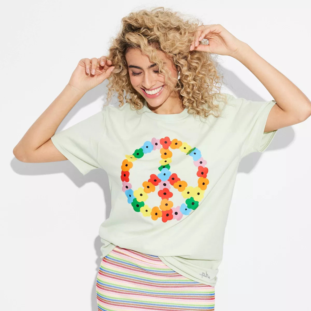 Pride Adult The PHLUID Project Short Sleeve 'Peace Sign' T-Shirt - Green | Target