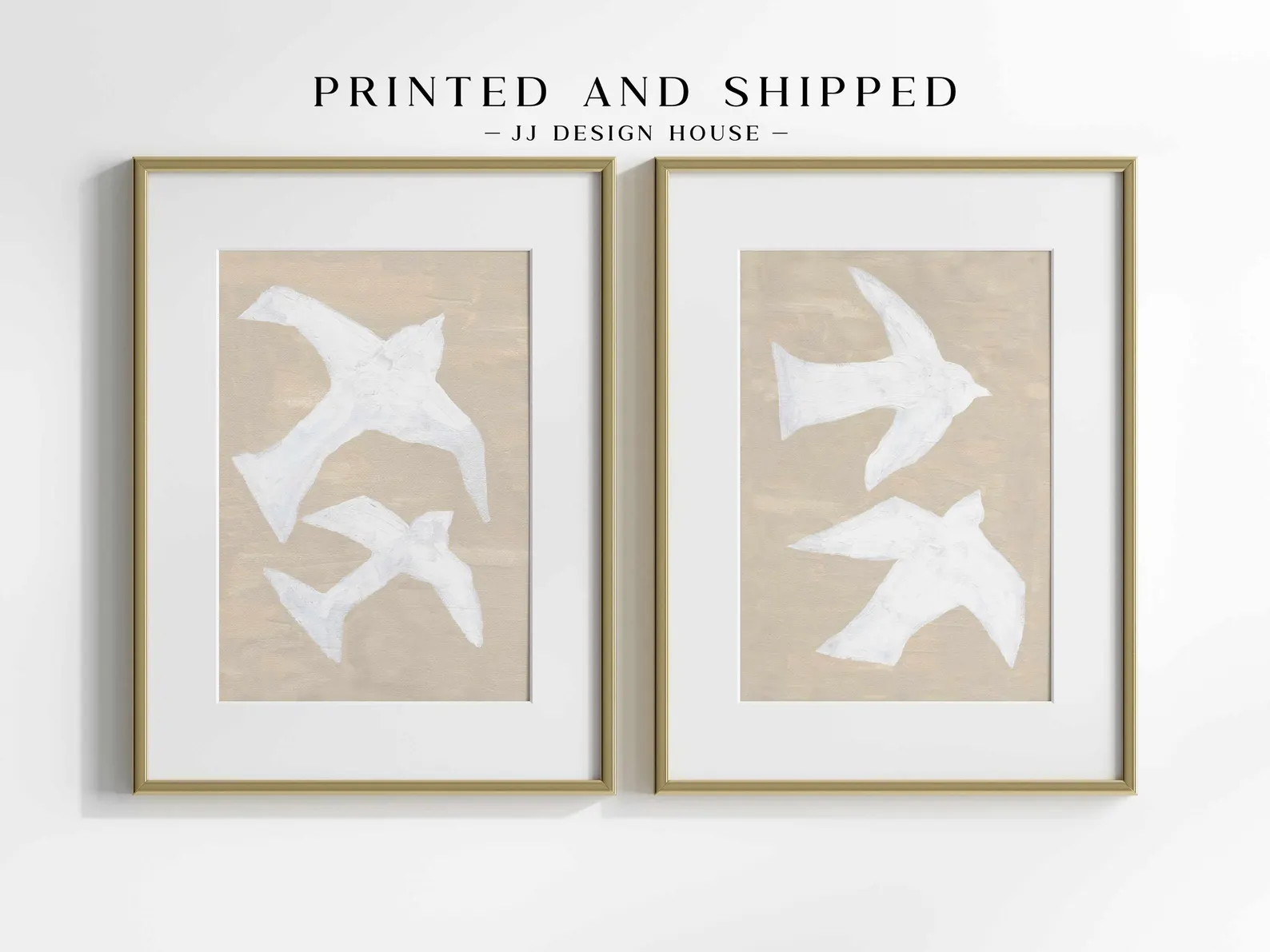 Minimalist Bird Wall Art Print Set, Neutral Abstract Birds, Modern Coastal Home Decor, Calm Beige... | Etsy (Global)