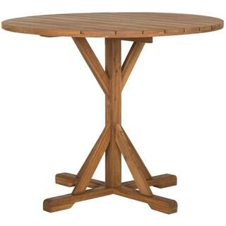 SAFAVIEH Arcata Teak Brown Round Outdoor Accent Table PAT6735A | The Home Depot