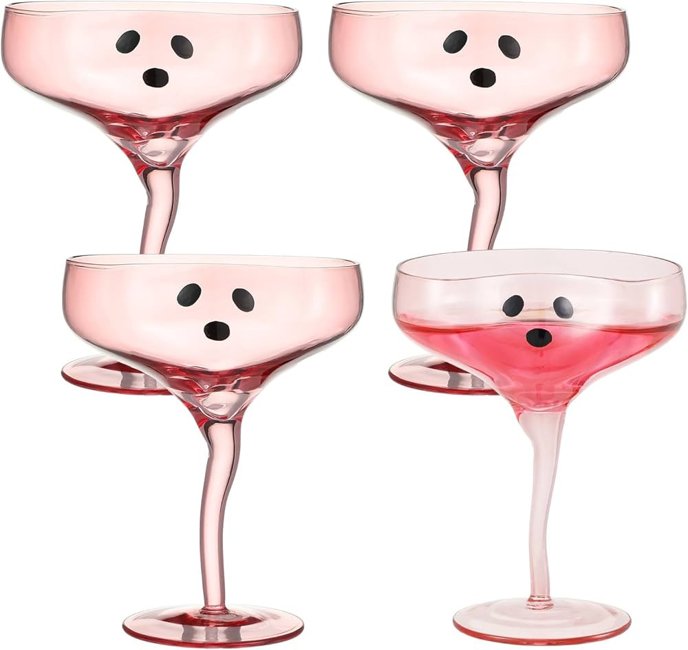 Baderke 4 Pcs Ghost Margarita Glasses 13 oz Halloween Ghost Wine Glasses Reusable Cocktail Drinki... | Amazon (US)