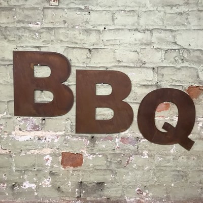 Rusty BBQ Lettering Letters Signage Metal 12" Wall Art Garden Mancave Sign #2 | eBay UK