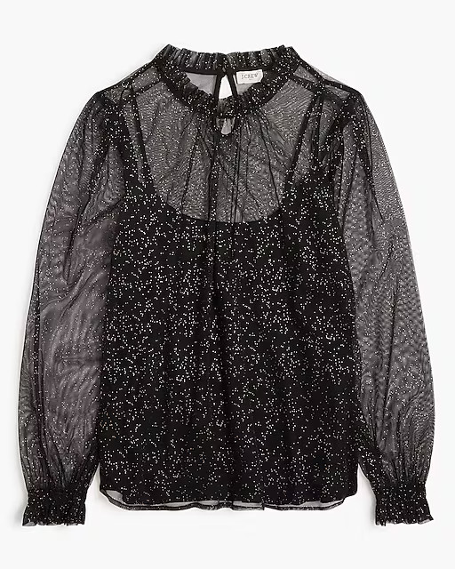 Shimmer tulle ruffleneck top | J.Crew Factory