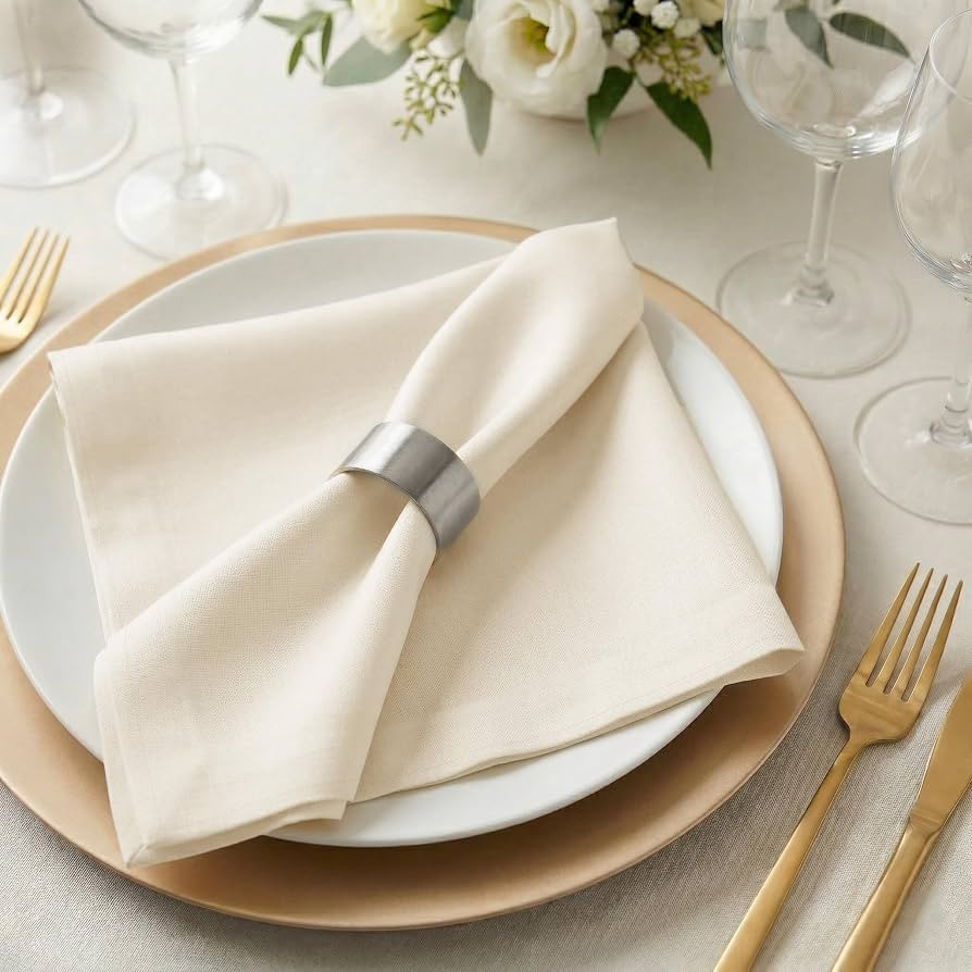 Palisa Almond Beige Polyester Cloth Dinner Napkins Pack of 12 | 18x18 Inch Reusable & Washable Ta... | Amazon (US)
