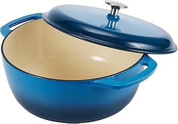 Amazon Basics Cast Iron Dutch Oven Pot with Lid, Enameled, Round, Dual Handles, Heavy-Duty, Mediu... | Amazon (US)