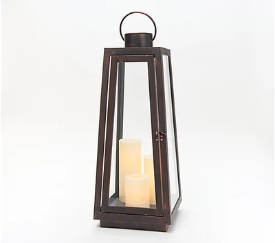 Candle Impressions 23" Indoor/Outdoor Tapered Lantern with 3 Candles