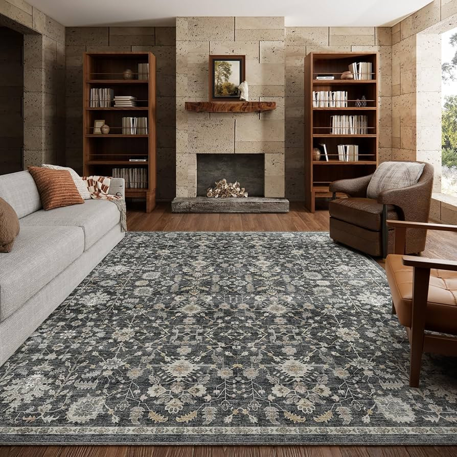Amazon.com: NoiFamo Washable Rugs for Living Room: 8x10 Area Rugs for Bedroom Ultral Soft Non-Slip Stain Resistant Vintage Boho Large Carpet for High-Traffic Dining Room - Farmhouse Decor : Home & Kitchen | Amazon (US)