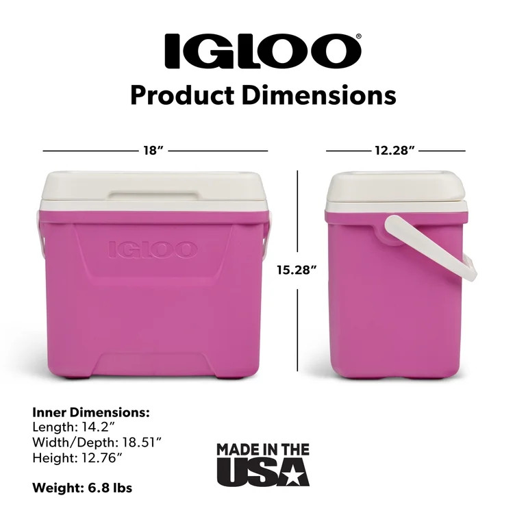Igloo 28 QT Laguna Hard-Sided Ice Chest Cooler, Pink | Walmart (US)