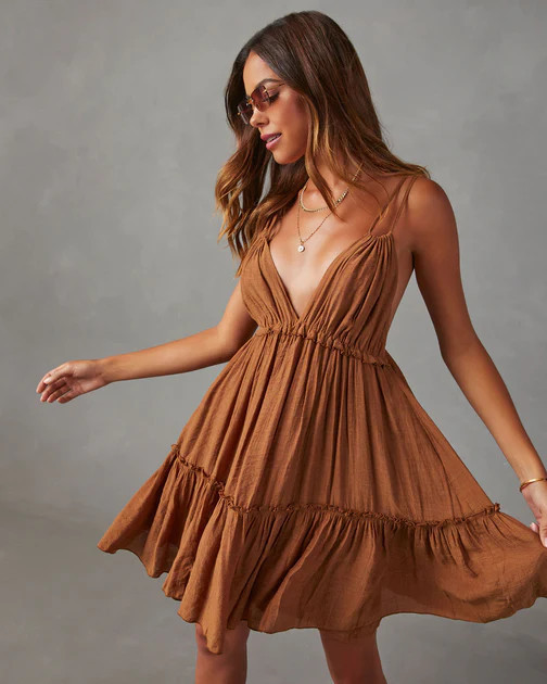 Visalia Sleeveless Mini Dress - Brown | VICI