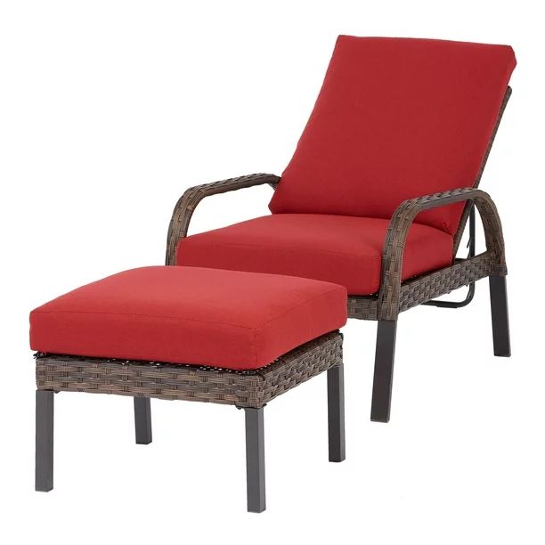 Mainstays Tuscany Ridge Reclining Chaise Lounge with Ottoman, Multiple Colors | Walmart (US)