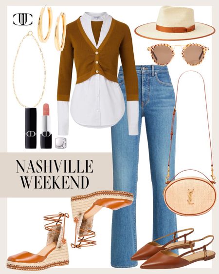 A look for a weekend in Nashville is our next reader request. Nashville is such a fun town to visit where it’s great to mix comfort and style. 

Denim, blouse, spring outfit, espadrilles, sunglasses, sandals, casual outfit

#LTKshoecrush #LTKover40 #LTKstyletip