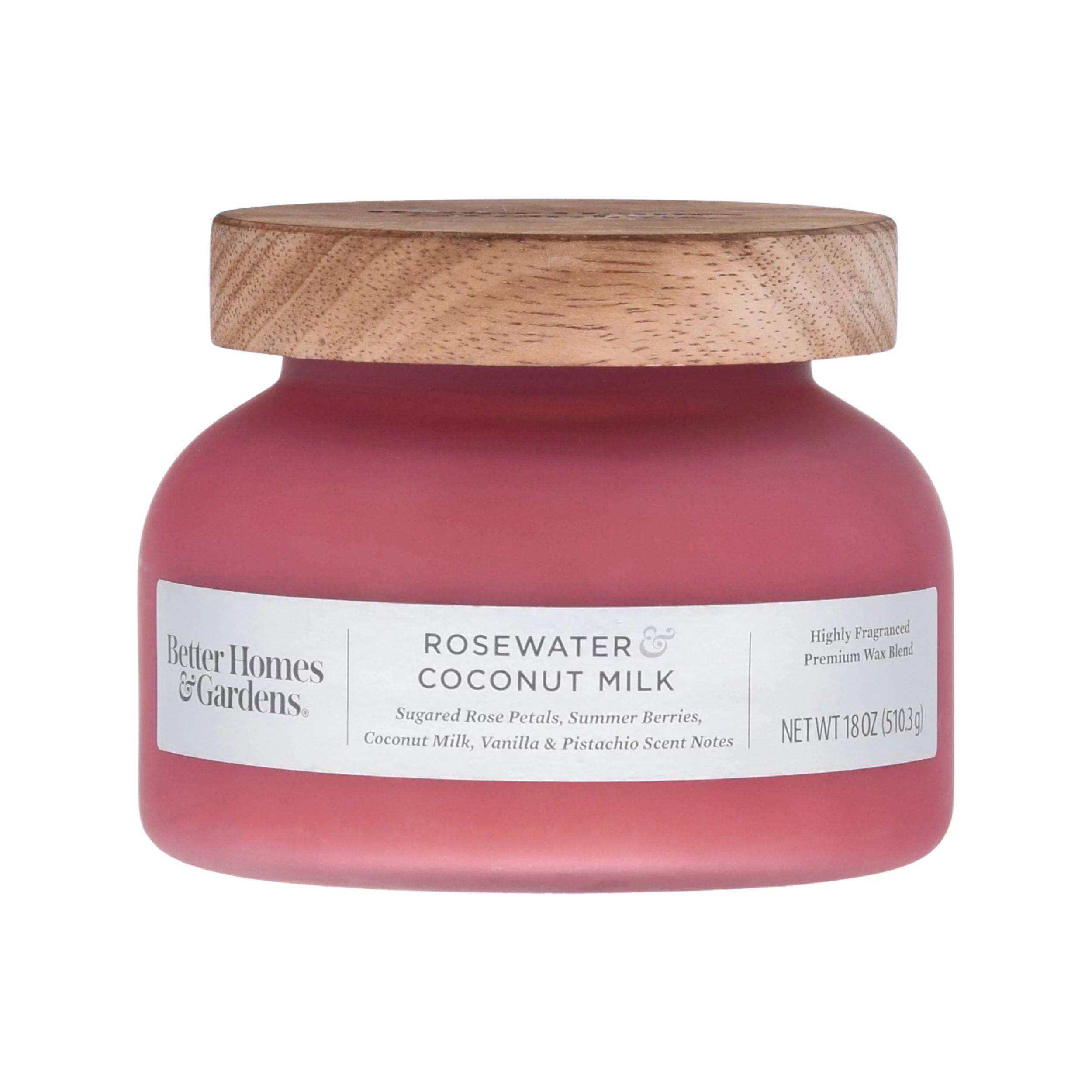 Better Homes & Gardens 18oz Rosewater & Coconut Milk Scented 2-Wick Frosted Bell Jar Candle | Walmart (US)