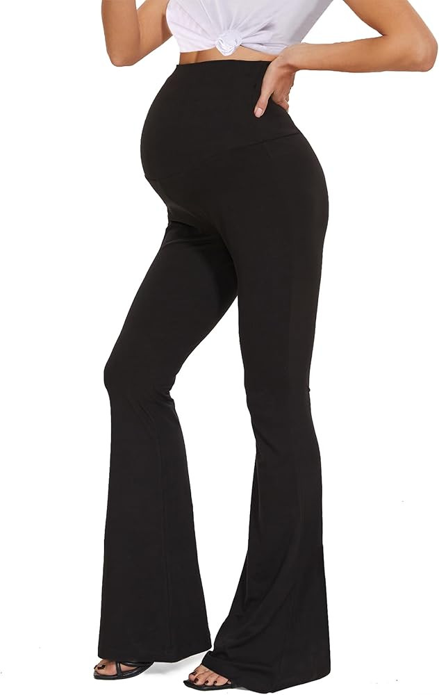 Peauty Maternity Buttery Soft Flare Leggings High Waisted Over The Belly Bell Bottoms Casual Yoga... | Amazon (US)