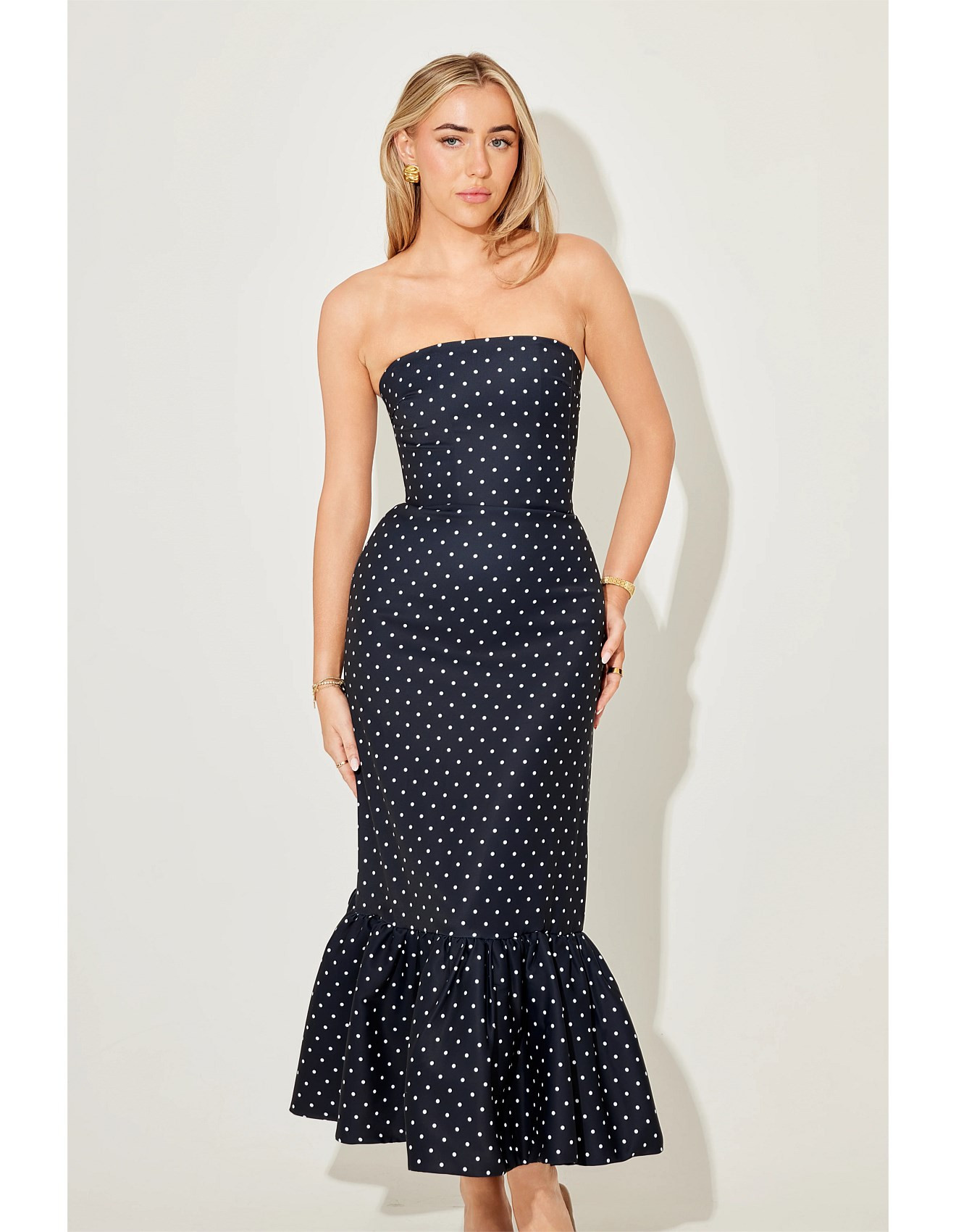 The Ultimate Muse Strapless Peplum Hem Midi Dress | David Jones (Australia & New Zealand)
