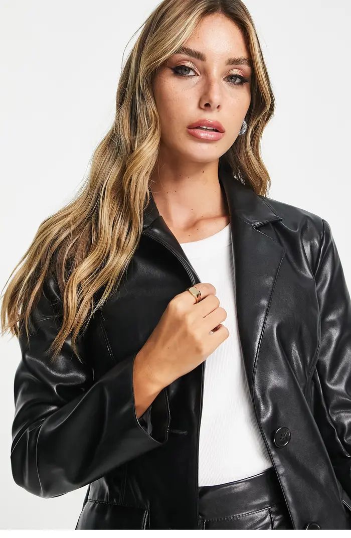 Fitted Faux Leather Blazer | Nordstrom