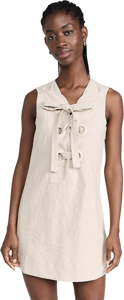 English Factory Women's Linen Lace Up Front Dress | Amazon (US)