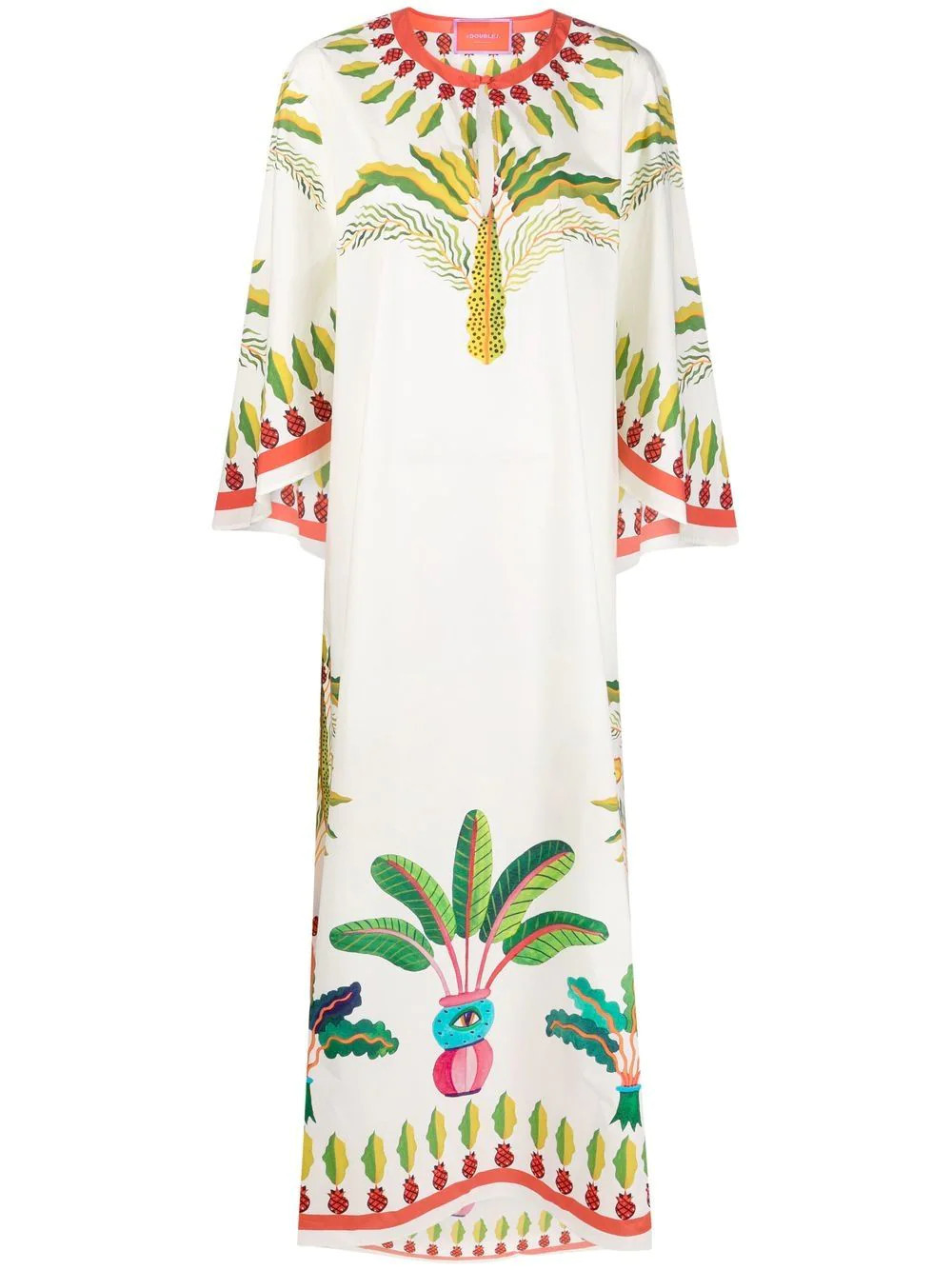 La DoubleJ Flying palm tree-print poplin kaftan dress - White | Farfetch Global