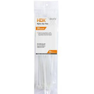 HDX 8 in. Zip Ties, Natural (20-Pack) FT-200ST(20) - The Home Depot | The Home Depot