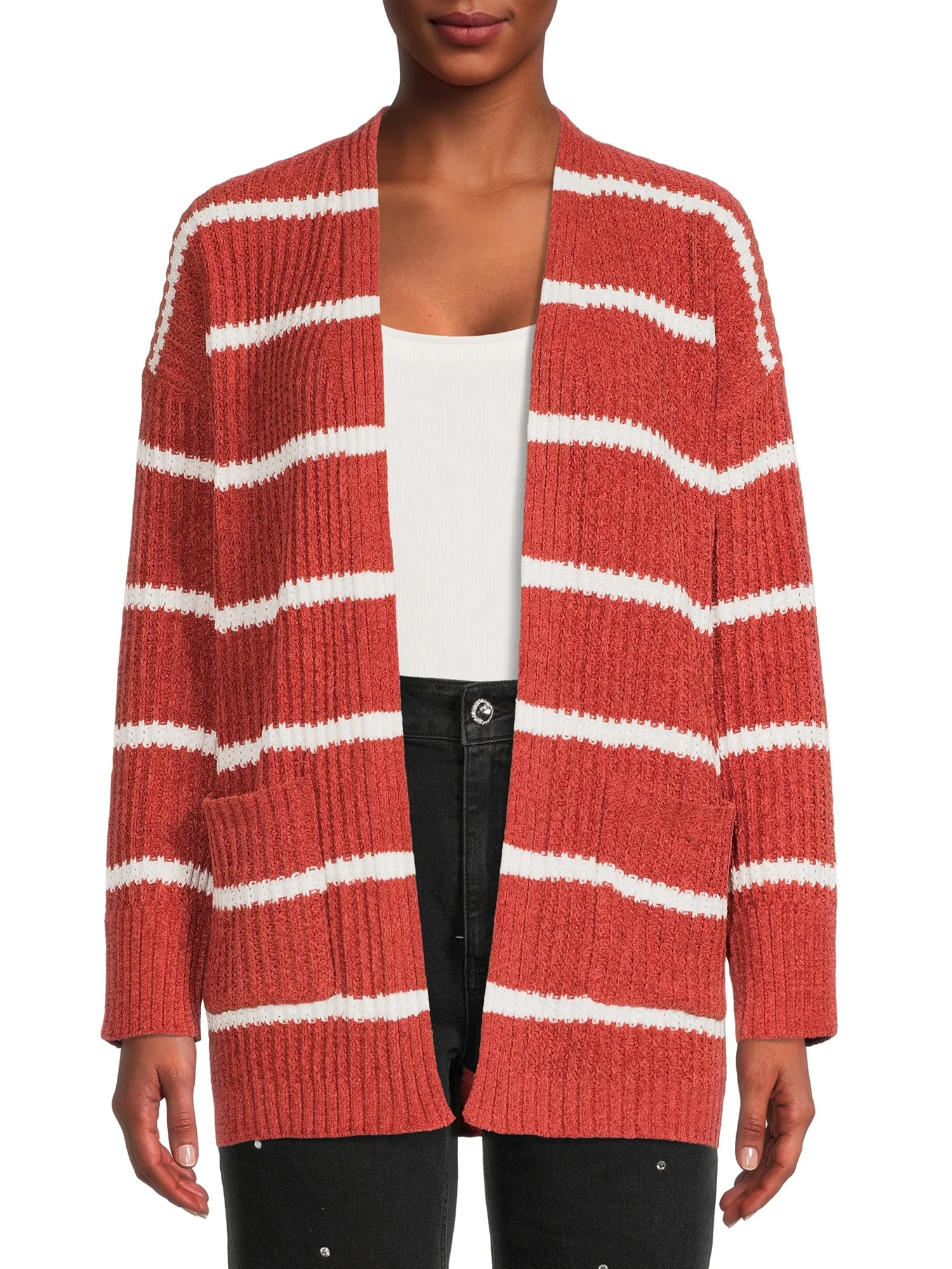 No Boundaries Juniors' Striped Cardigan Sweater - Walmart.com | Walmart (US)