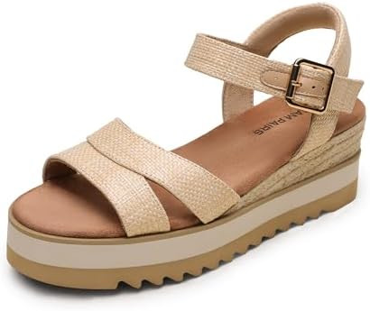 DREAM PAIRS Wedge Sandals for Women Espadrille Platform Sandals Open Toe Ankle Strap Low Wedges H... | Amazon (US)