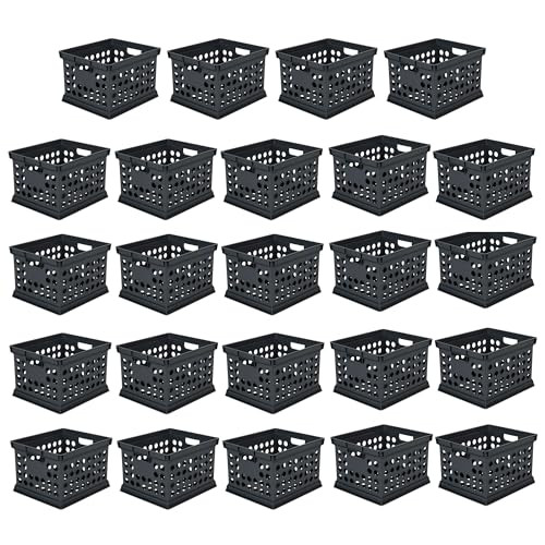 Sterilite Storage Crate Bin File Organizer for Home & Office,Black, 24-Pack | Amazon (US)