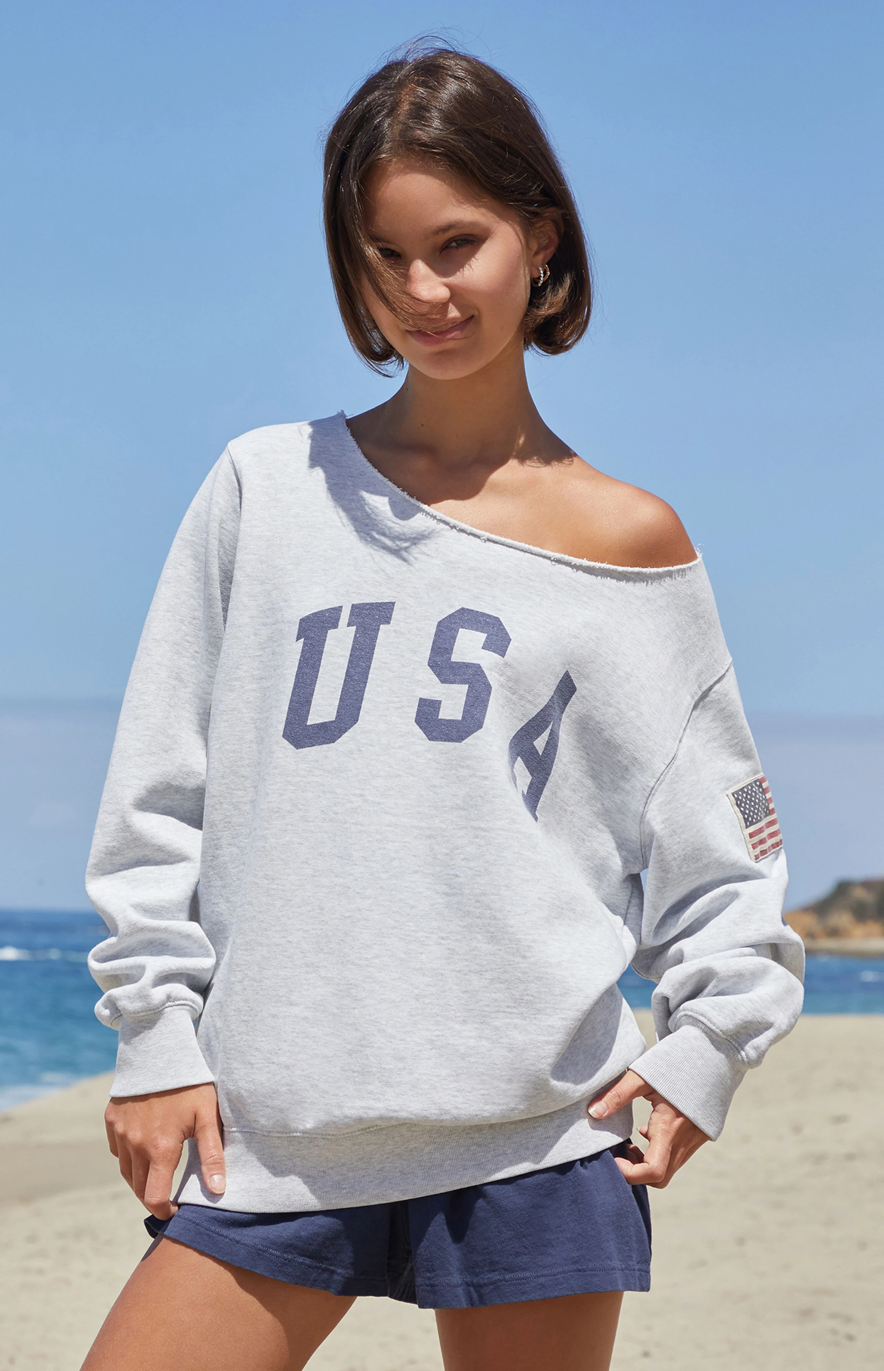 John Galt Stelle USA Off-The-Shoulder Sweatshirt | PacSun