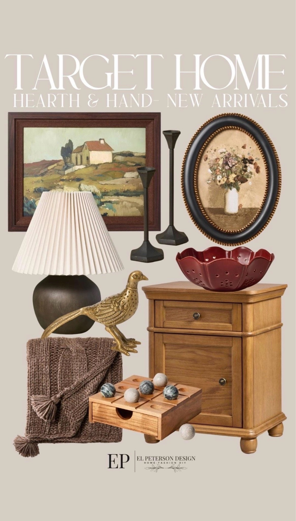 Target New Arrivals
Artwork
Candle holder
Bowl
Nighstand
Table lamp
Throw blanket 
Brass bird

#LTKHome